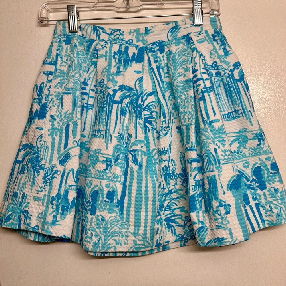 Blue Printed High-Waist Mini Skirt - Women's Two-Piece Set - Picture 3 of 4